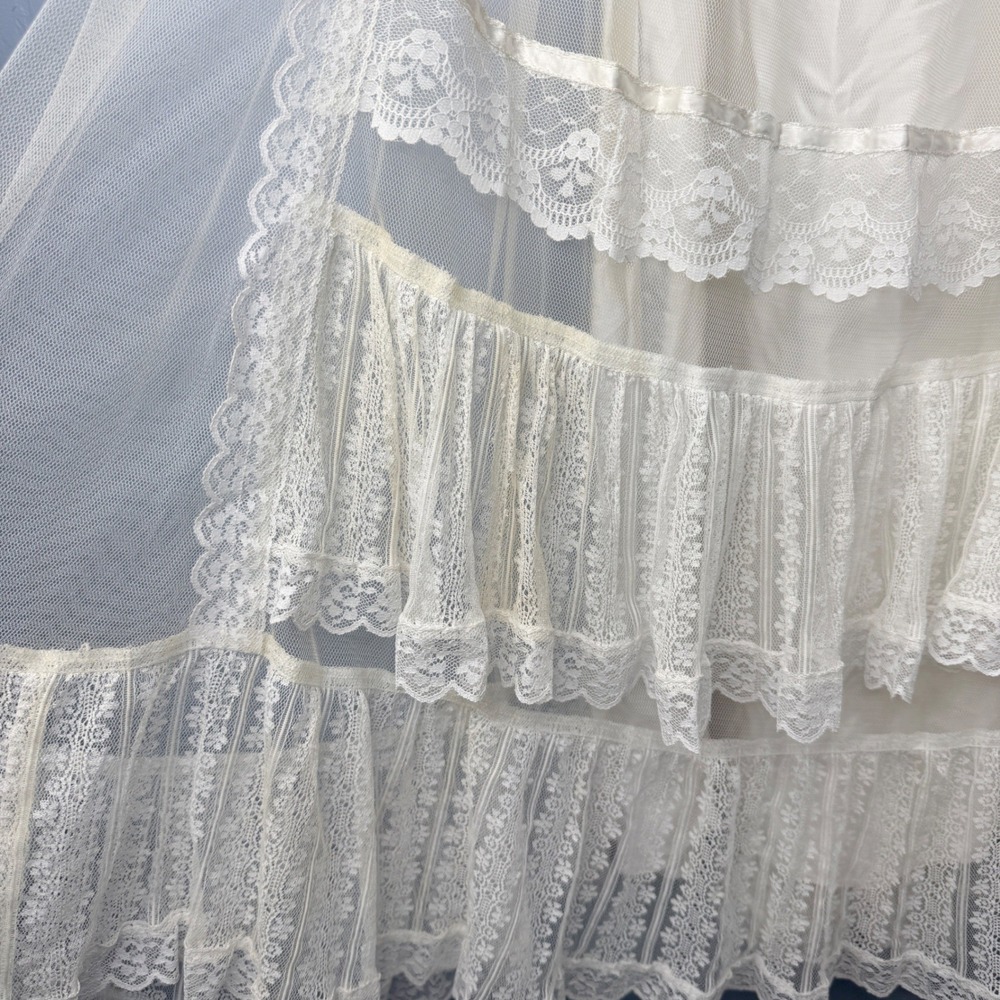 Gunne Sax by Jessica McClintock Vintage Lace Wedding Dress Ivory Maxi Boho 70s - Picture 10 of 16